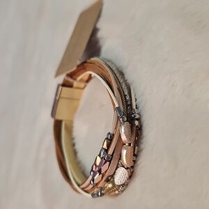 Buckle Multi-Strand Bracelet with Gold and Silver Accents